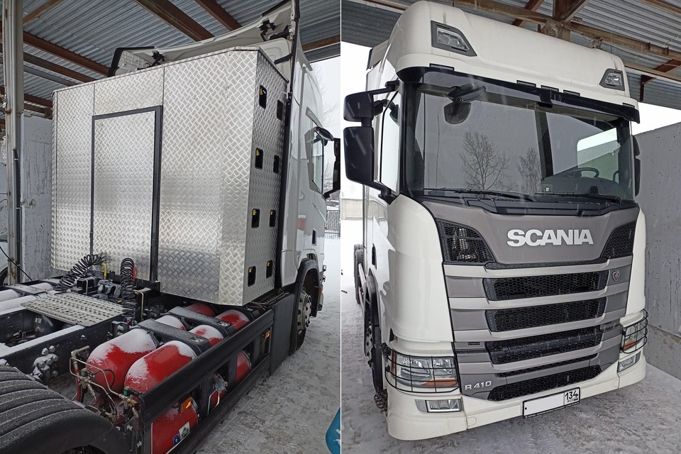 Scania R410, на заправке