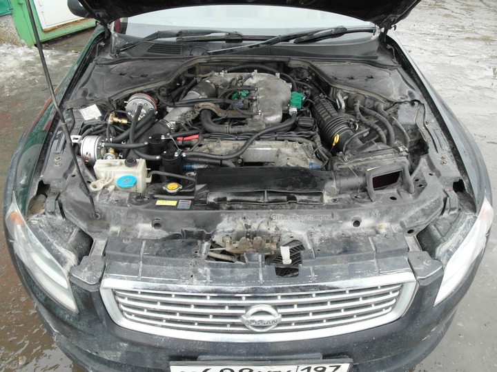 Подкапотная компоновка, двигатель VQ25DET, 6-цилиндровый с турбонаддувом, 2,5 л, 280 л.с., Nissan Stagea M35