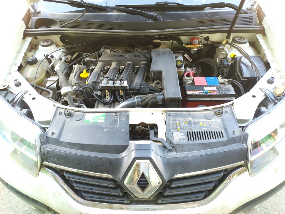Подкапотная компоновка Renault Logan Stepway 2019 г/в, двигатель K4M, бензиновый, 4-цилиндровый, объем 1.6 л, мощность 102 л.с. 
